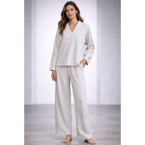Haven Well Within Women’s Lounge Set – V-Neck Top & Wide-Leg Pants – Size M